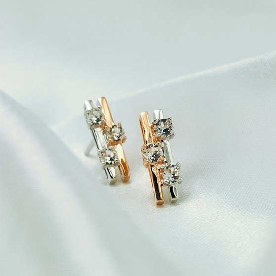 rose and white gold stud earrings jewellery