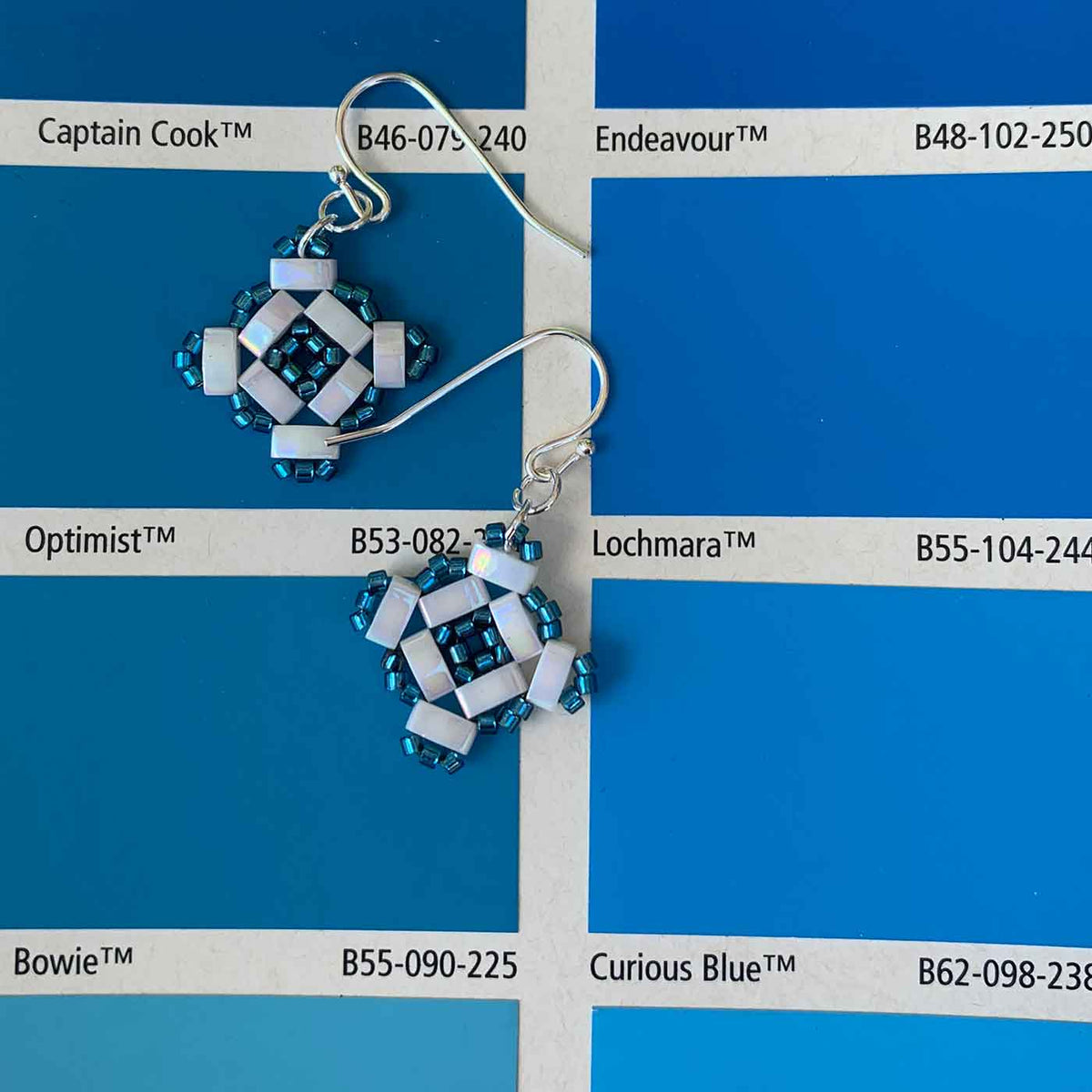 blue white drop dangle silver earrings nz