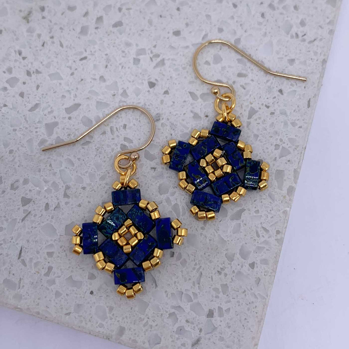 blue gold earrings