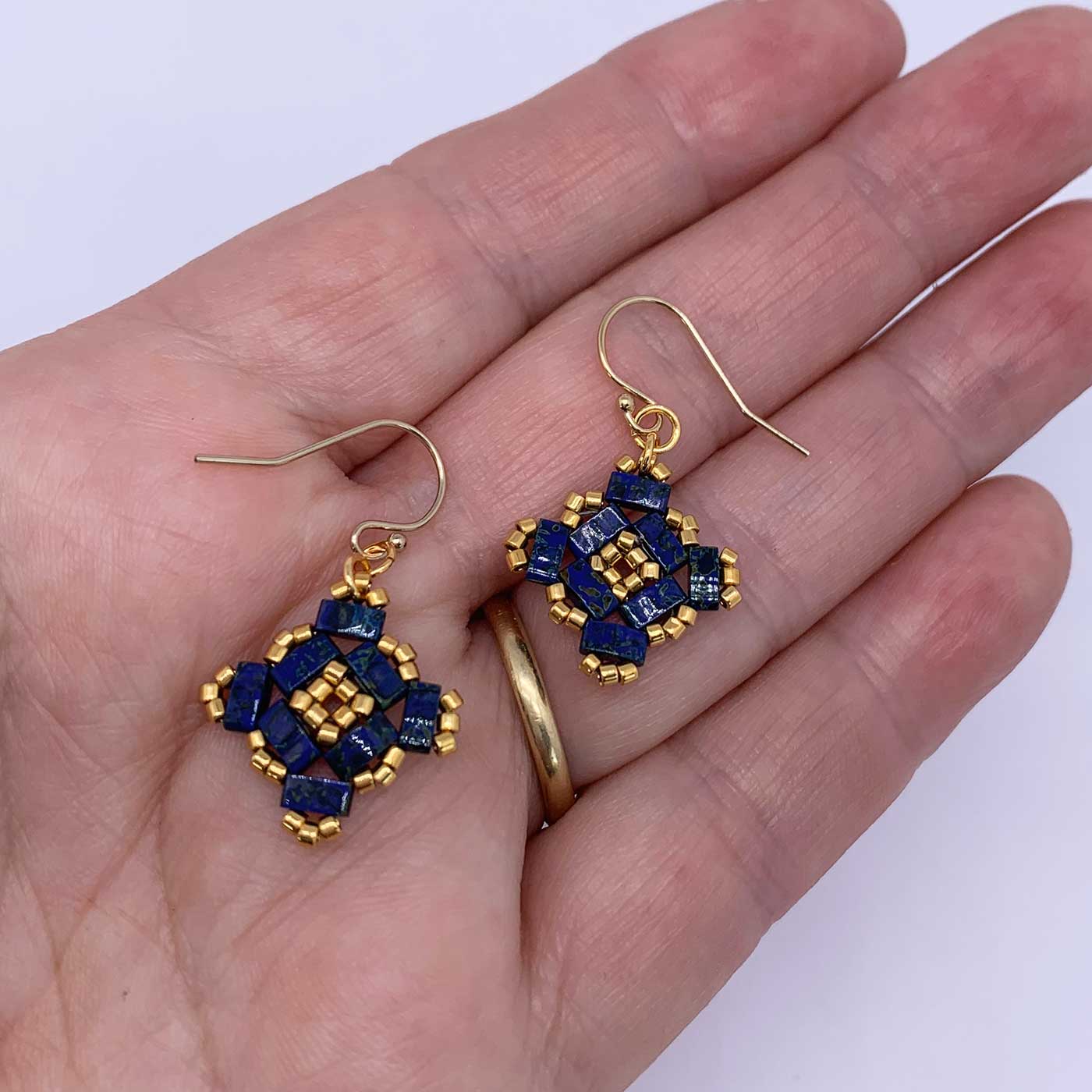 blue gold earrings