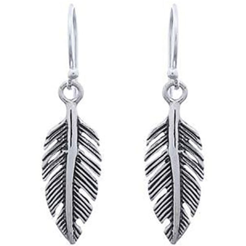 jewellery earrings silver feather
