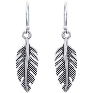 jewellery earrings silver feather