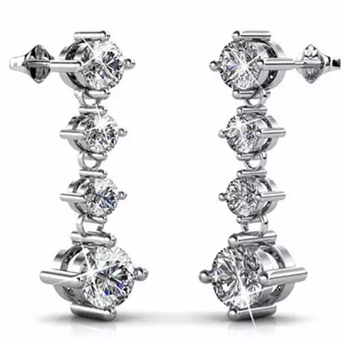 crystal silver bridal evening earrings for women