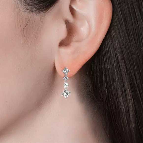 crystal silver bridal evening earrings for women
