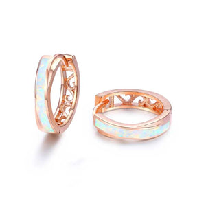 rose gold opal hoop earrings