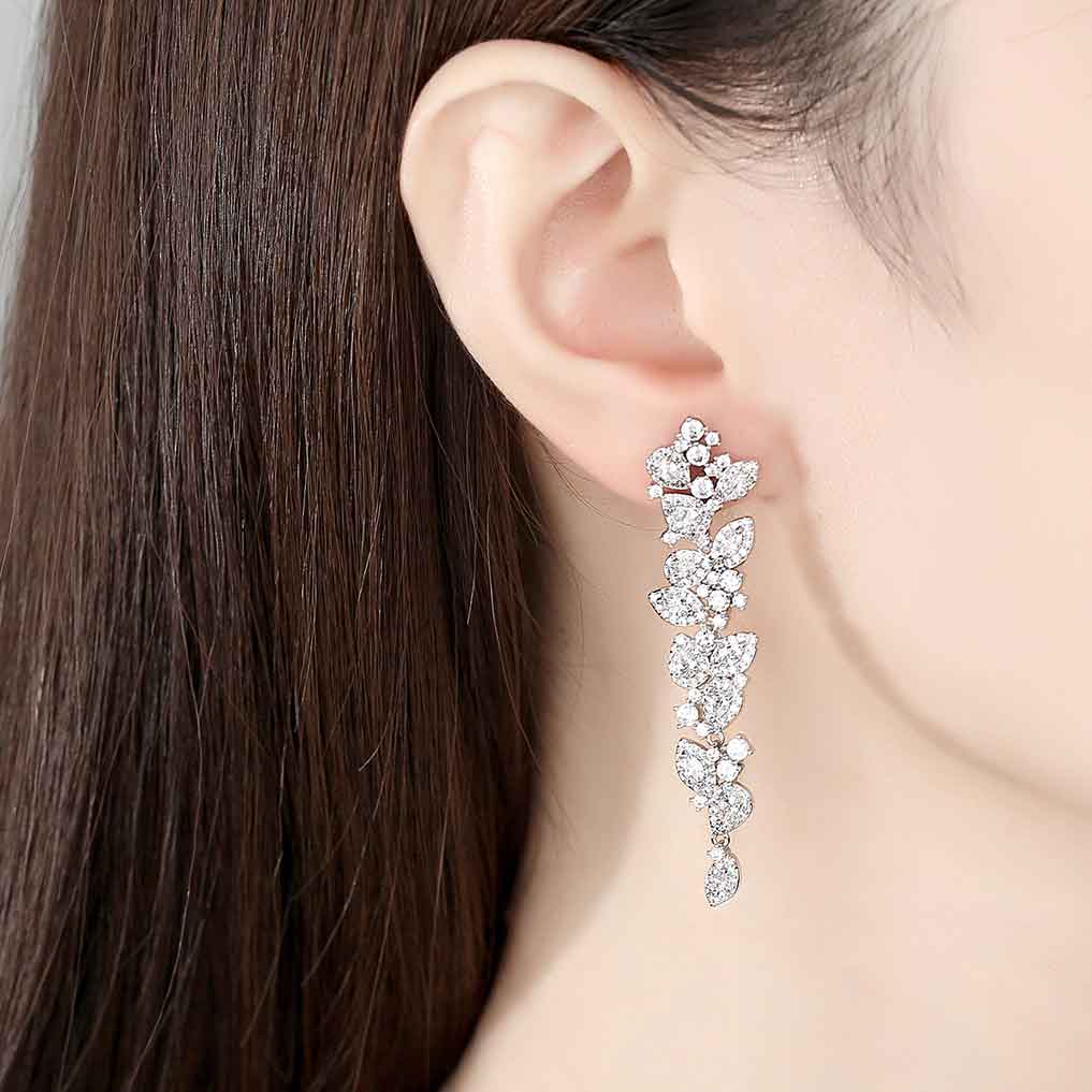 Platinum Silver Dangle Wedding Earrings for Brides or Bridesmaids with  Marquis & Pear CZ - Mariell Bridal Jewelry & Wedding Accessories