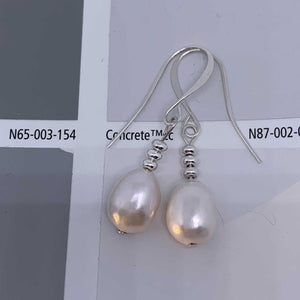 white silver pearl drop earrings bridal jewellery
