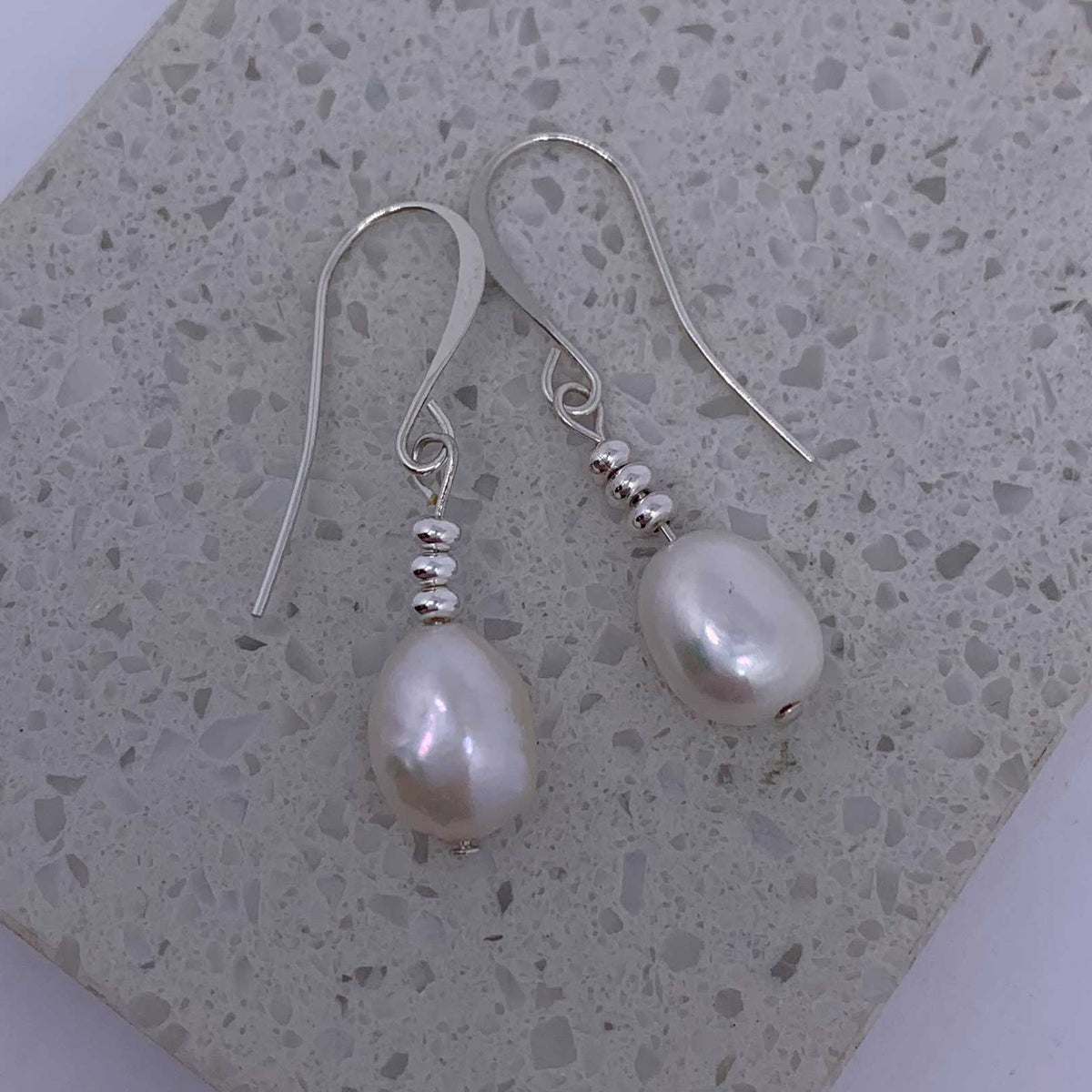 white silver pearl drop earrings bridal jewellery