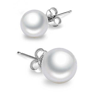 white pearl stud silver earring women bridal