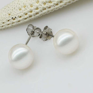 white pearl stud silver earring women bridal