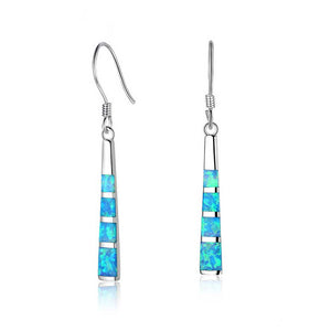 silver opal blue drop earrings
