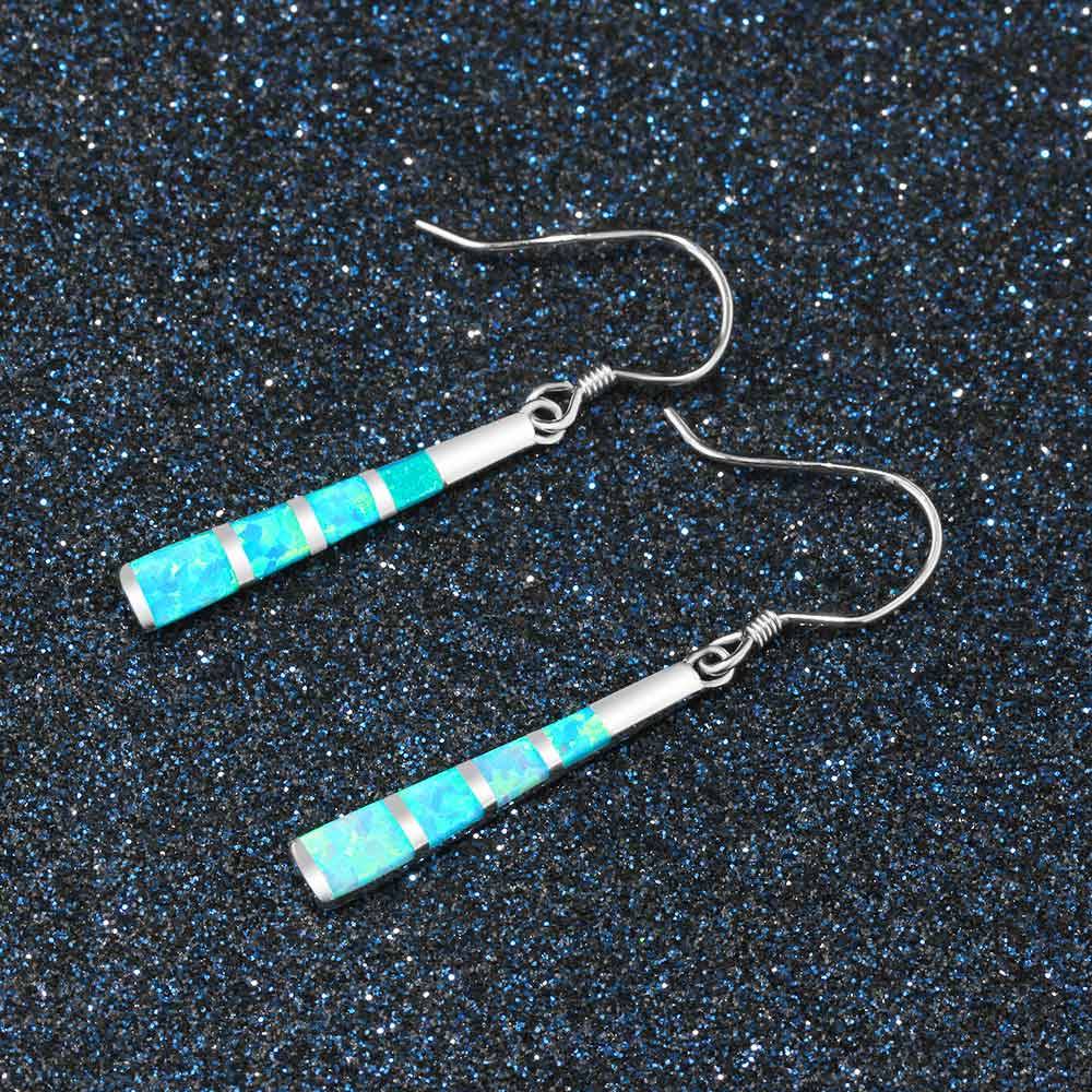 silver opal drop earrings
