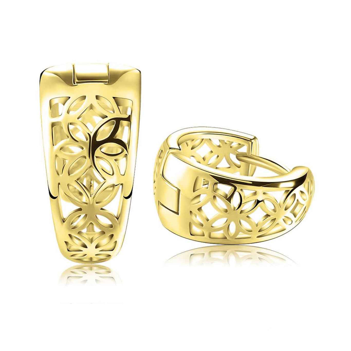 gold filigree huggie earrings