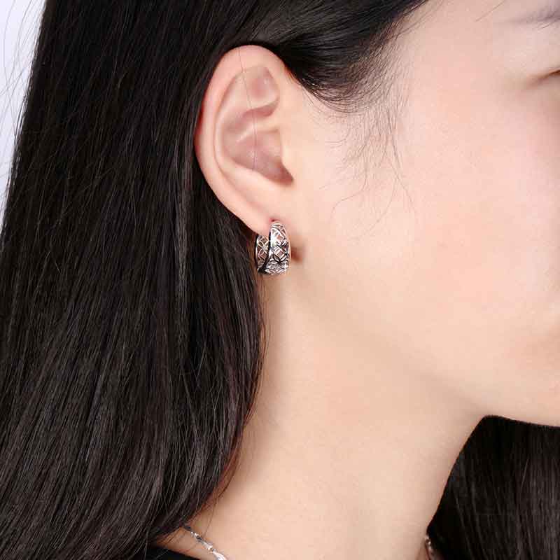 silver filigree huggie earrings