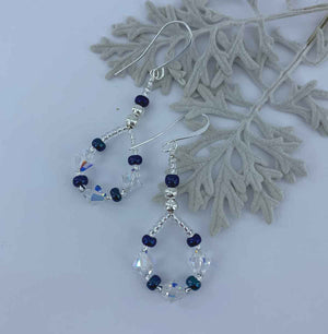 silver crystal blue hook earrings jewellery