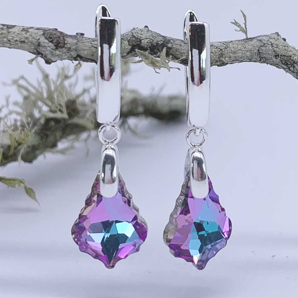 silver crystal drop earrings