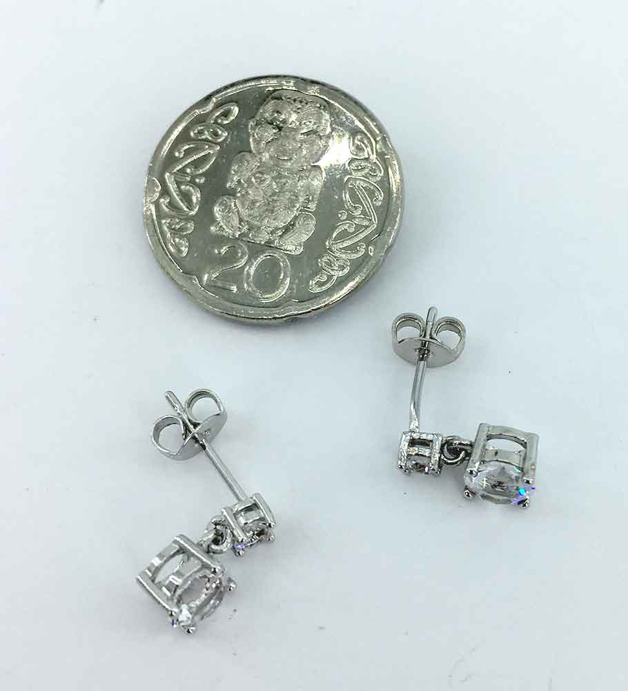 silver crystal dangle earrings bridal women