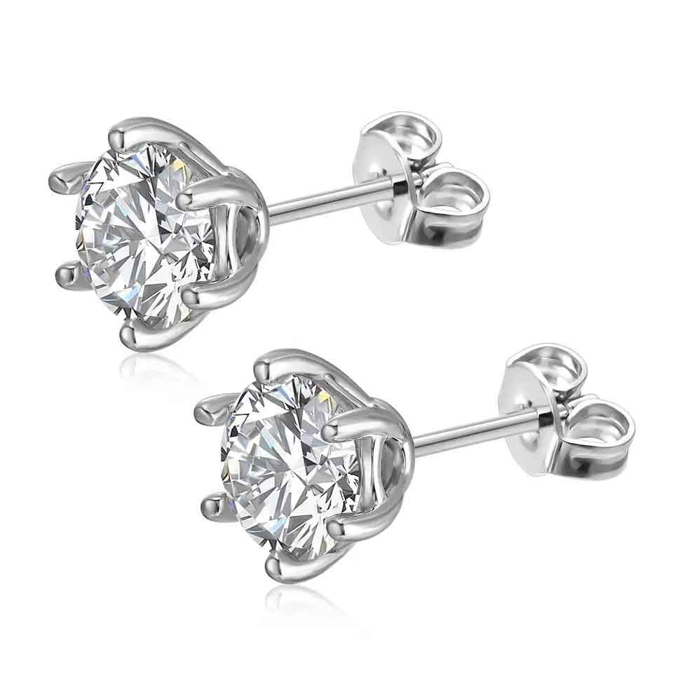 silver stud moissanite earrings bridal nz jewellery