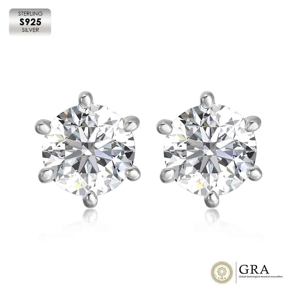 silver stud moissanite earrings bridal nz
