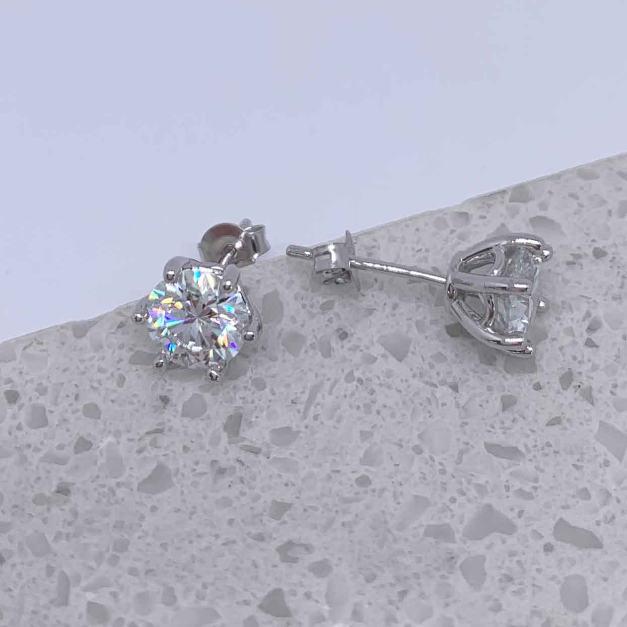 silver stud moissanite earrings bridal nz jewellery
