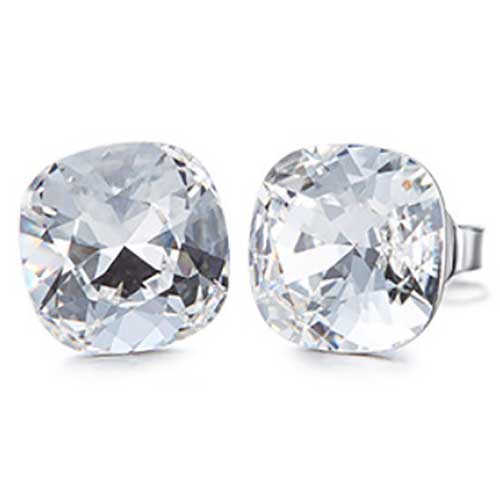large cushion cut crystal stud earrings