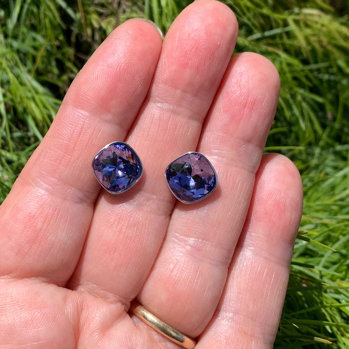 purple stud earrings jewellery