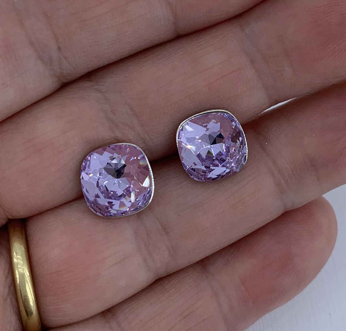 silver crystal stud earrings gifts for women