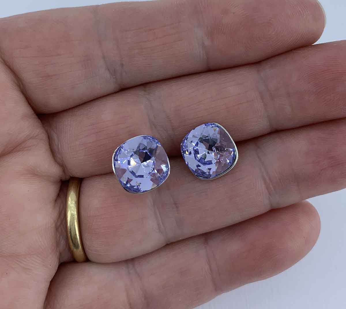 silver crystal stud earrings gifts for women