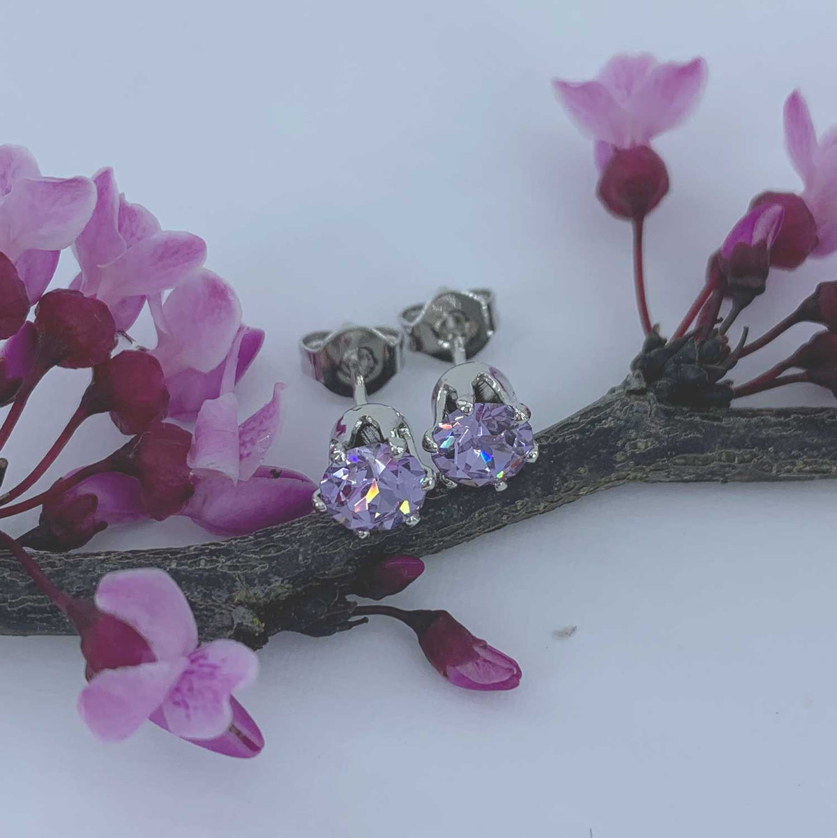 silver stud earrings alexandrite