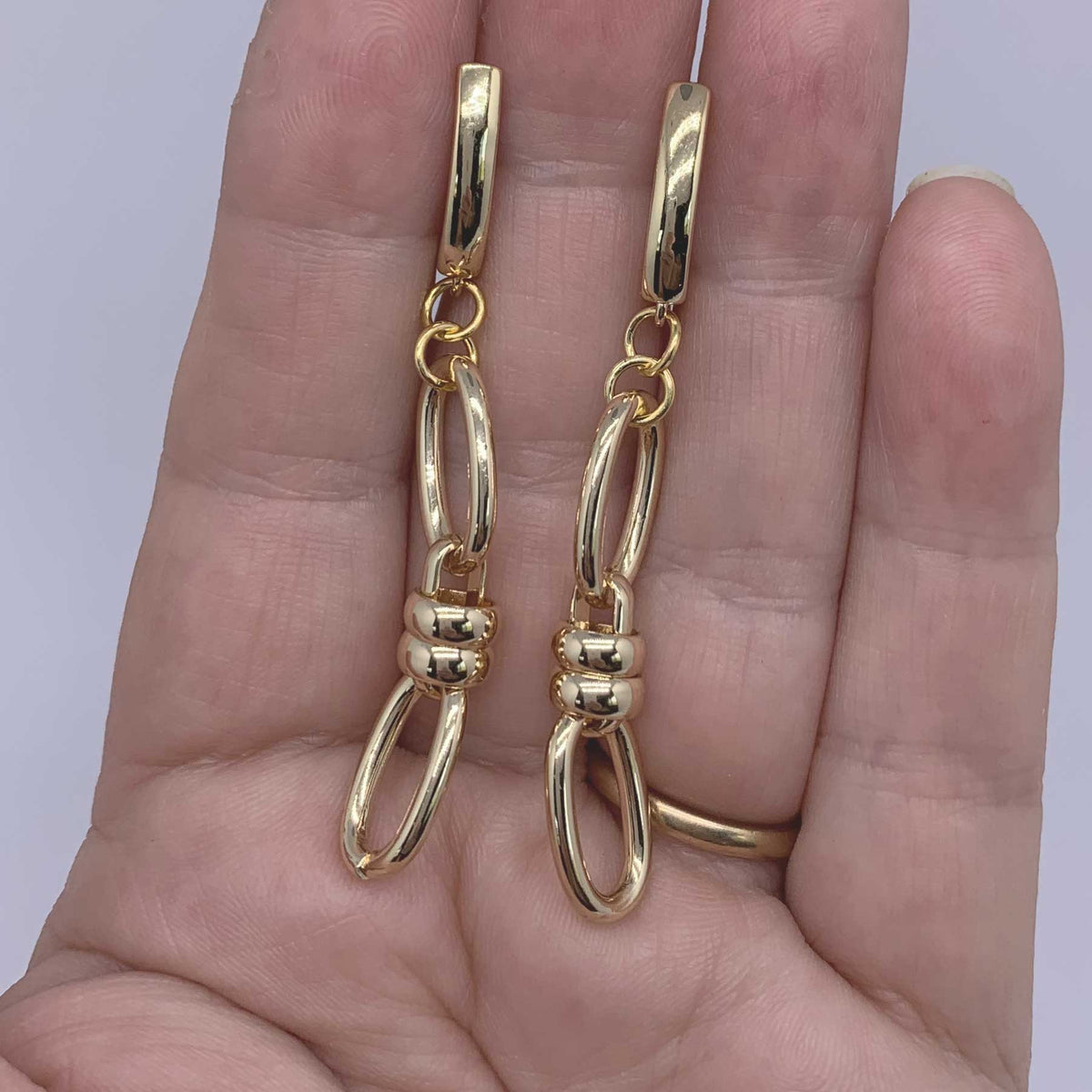 gold dangle chain earrings huggie jewellery