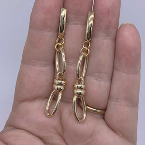 gold dangle chain earrings huggie jewellery