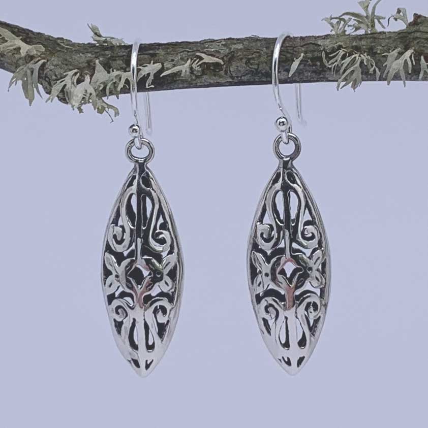 3d koru silver drop earring nz