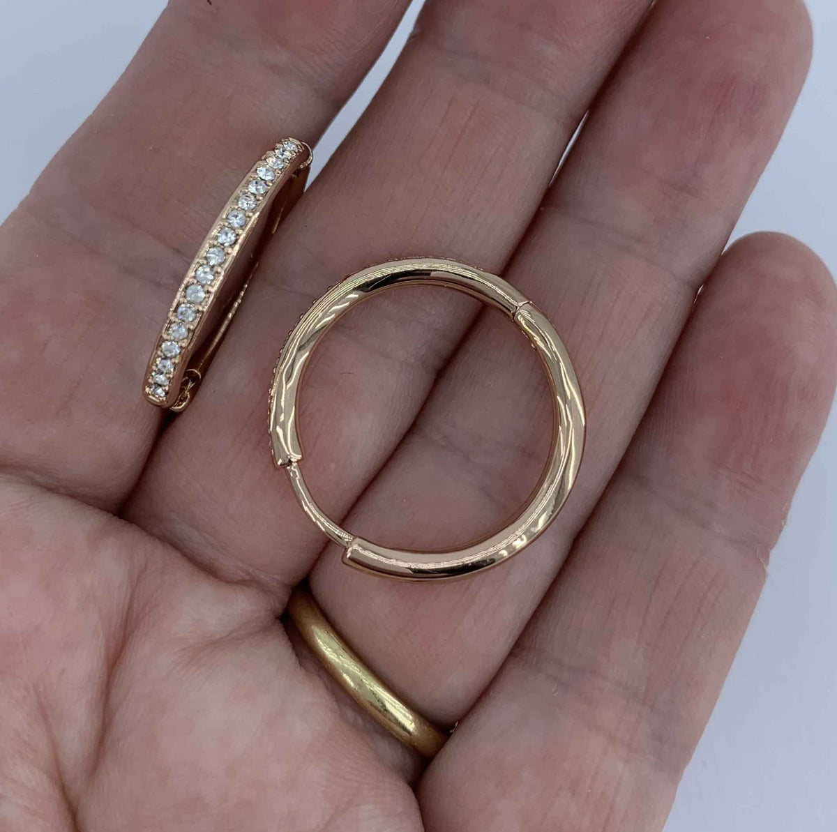 rose gold crystal hoop earrings for women