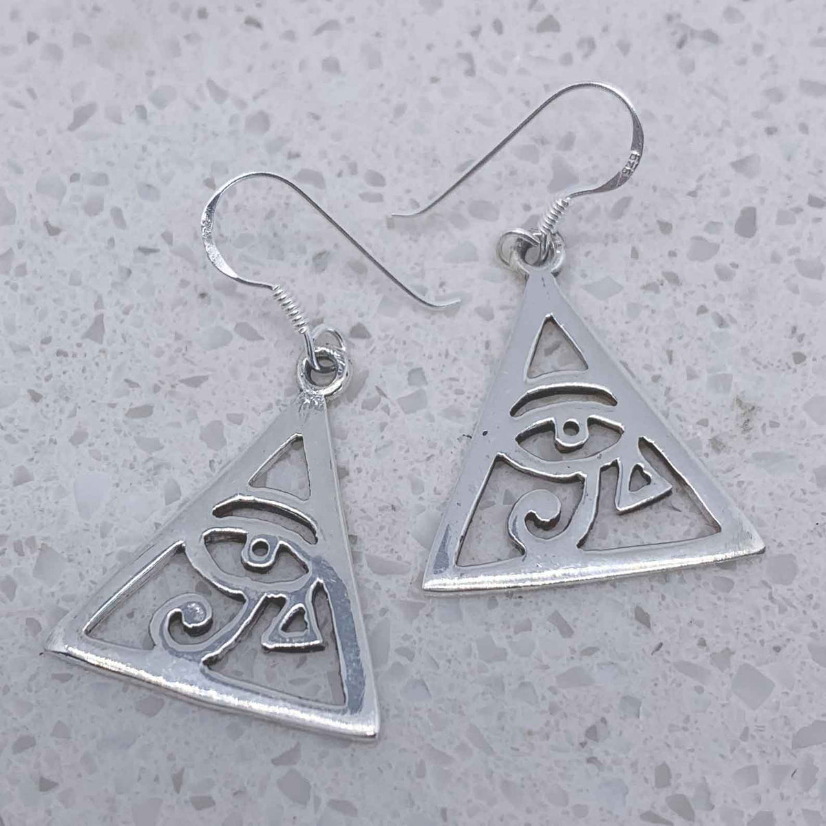 eye of ra earrings silver