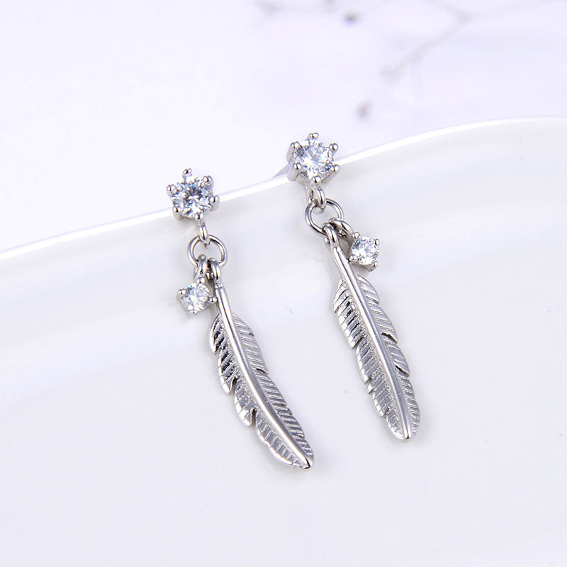 silver feather drop earrings jewellery