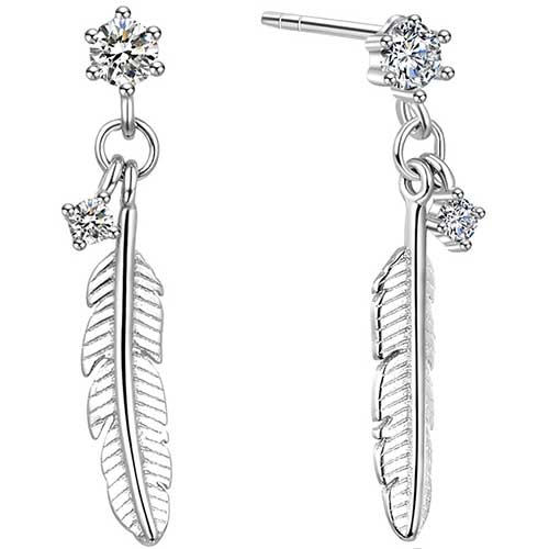 silver feather drop earrings jewellery