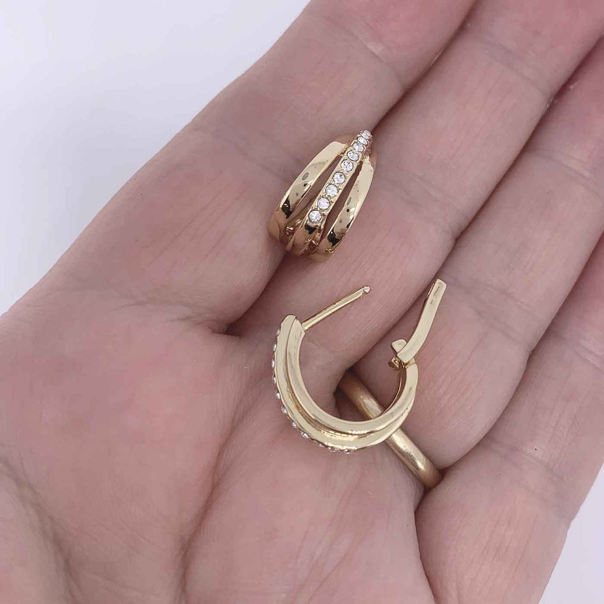 gold huggie crystal earrings for women