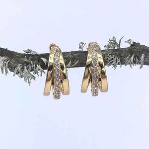 gold huggie crystal earrings for women