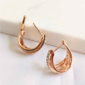 rose gold huggie crystal earrings