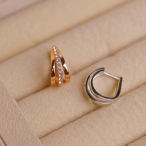 rose gold huggie crystal earrings