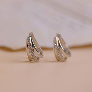 silver crystal huggie earrings for women