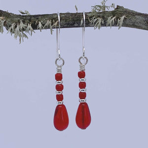 red silver drop earrings jewellery women nz