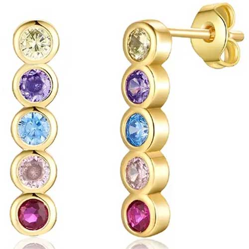 coloured crystal drop earrings gold