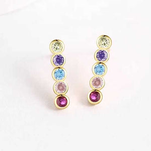 coloured crystal drop earrings gold