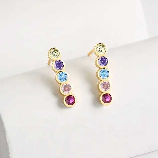 coloured crystal drop earrings gold