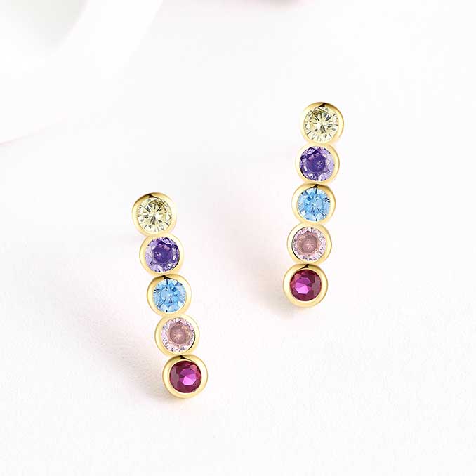 coloured crystal drop earrings gold