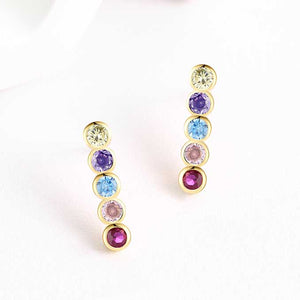 coloured crystal drop earrings gold