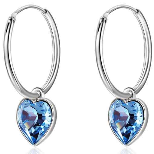 Blue heart hoop deals earrings