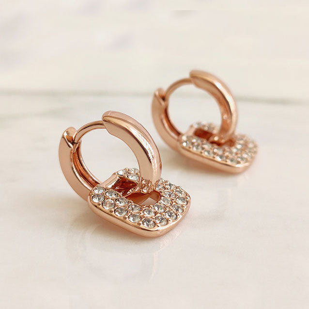 rose gold huggie earrings crystal for women