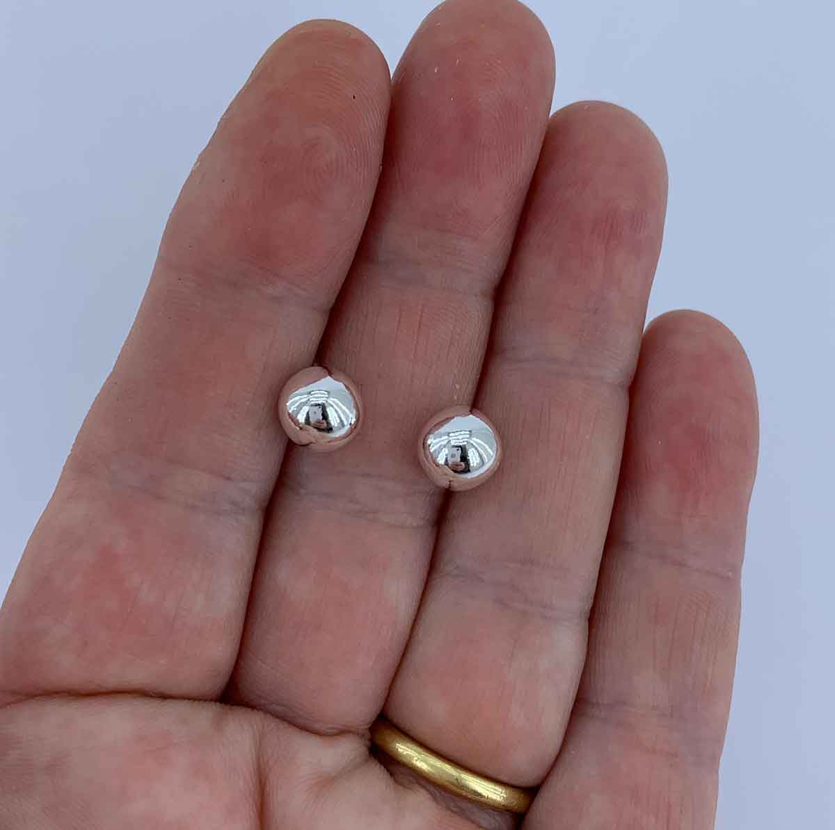 silver ball stud earrings for women